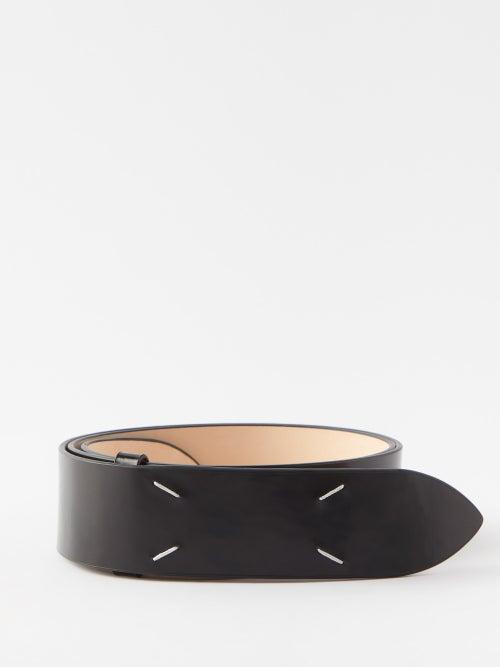 Maison Margiela - Four-stitches Leather Belt - Mens - Black