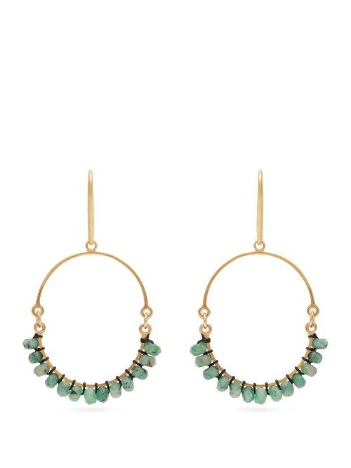 Matchesfashion.com Isabel Marant - Beaded Hoop Earrings - Womens - Green