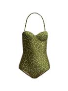 Matchesfashion.com Adriana Degreas - Mille Punti Bandeau Swimsuit - Womens - Green White