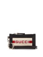 Matchesfashion.com Gucci - Logo Jacquard Leather Cardholder Keyring - Mens - Black Multi