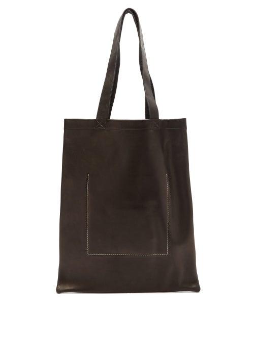 Matchesfashion.com Rick Owens - Stitched Logo-embossed Leather Tote Bag - Mens - Black