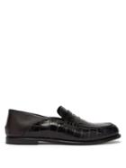 Matchesfashion.com Loewe - Foldable Heel Crocodile Effect Leather Loafers - Mens - Dark Green