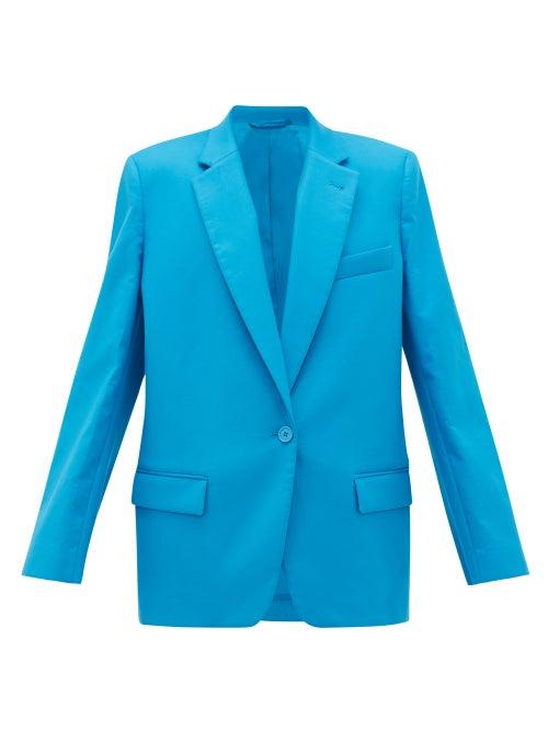Matchesfashion.com The Attico - Single-breasted Cotton-blend Suit Jacket - Womens - Blue