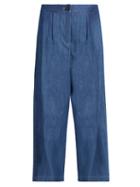 Adam Lippes Pleated-front Wide-leg Cropped Jeans