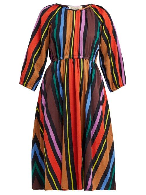Matchesfashion.com Ace & Jig - Jane Striped Cotton Midi Dress - Womens - Black Multi