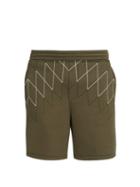 Matchesfashion.com Blackbarrett By Neil Barrett - Mid Rise Line Print Jersey Shorts - Mens - Khaki