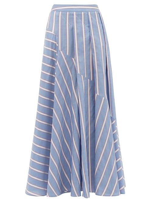 Matchesfashion.com Palmer//harding - Sunda Ribbon-stripe Poplin Skirt - Womens - Blue Multi
