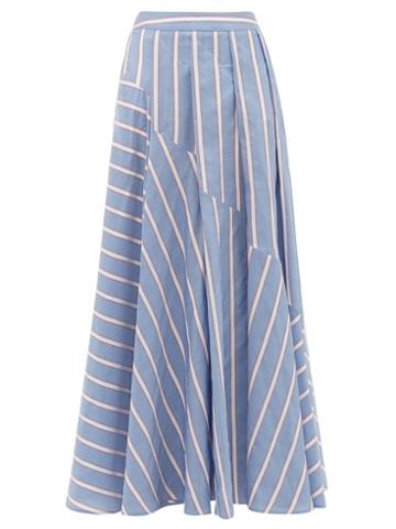 Matchesfashion.com Palmer//harding - Sunda Ribbon-stripe Poplin Skirt - Womens - Blue Multi