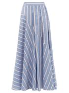 Matchesfashion.com Palmer//harding - Sunda Ribbon-stripe Poplin Skirt - Womens - Blue Multi