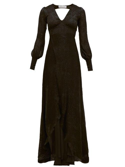 Matchesfashion.com Adriana Iglesias - Bellagio Leopard Devor Chiffon Gown - Womens - Black