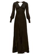 Matchesfashion.com Adriana Iglesias - Bellagio Leopard Devor Chiffon Gown - Womens - Black