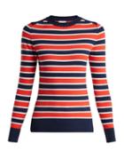 Matchesfashion.com Joostricot - Peachskin Striped Sweater - Womens - Navy Multi