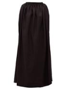 Matchesfashion.com Matteau - Cocoon Boat Neckline Linen Blend Dress - Womens - Black