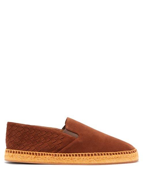 Matchesfashion.com Bottega Veneta - Gala Intrecciato Suede Espadrilles - Mens - Brown