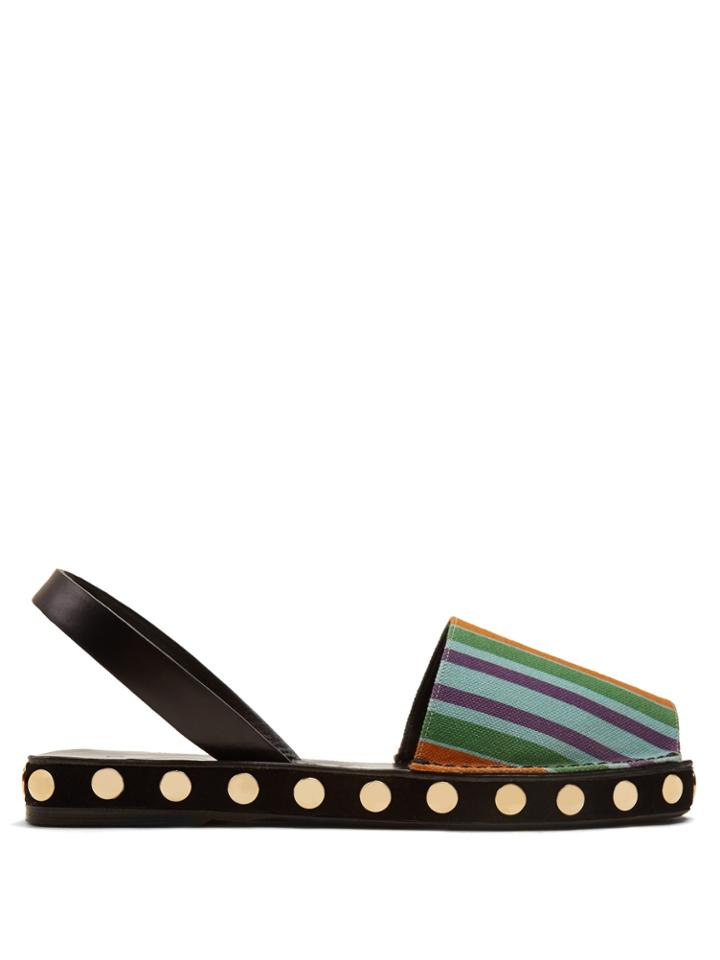 Loewe Striped Canvas Slingback Sandals