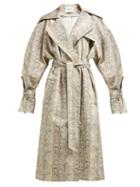 Matchesfashion.com A.w.a.k.e. Mode - Dana Python Print Cotton Blend Trench Coat - Womens - Beige Print