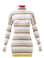 Matchesfashion.com Colville - Striped Rib-knitted Cotton-blend Dress - Womens - Multi