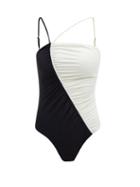 Ladies Beachwear Isa Boulder - Leonard Asymmetric Bi-colour Swimsuit - Womens - Black White