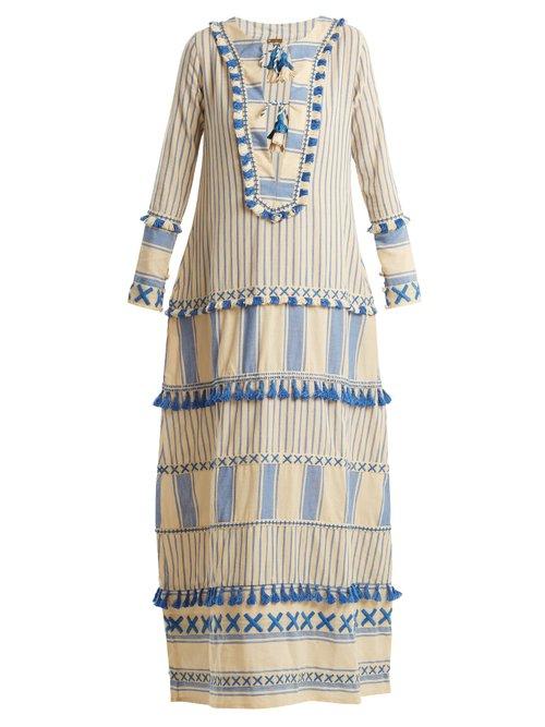 Matchesfashion.com Dodo Bar Or - Samuelle Striped Cotton Maxi Dress - Womens - Blue