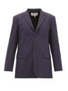 Matchesfashion.com Loewe - Three-button Cotton-seersuker Blazer - Mens - Navy