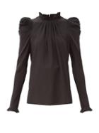 Matchesfashion.com Zimmermann - High-neck Puff-sleeve Silk Blouse - Womens - Black