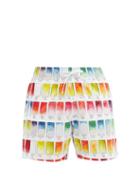 Matchesfashion.com Amiri - Watercolor Swatches-print Swim Shorts - Mens - White Multi