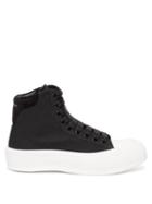 Ladies Shoes Alexander Mcqueen - Panelled High-top Canvas Trainers - Womens - Black