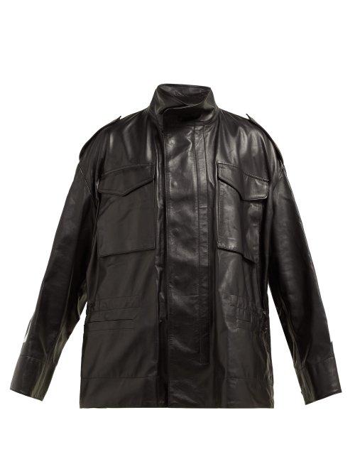 Matchesfashion.com Off-white - Logo Print Leather Jacket - Womens - Black White