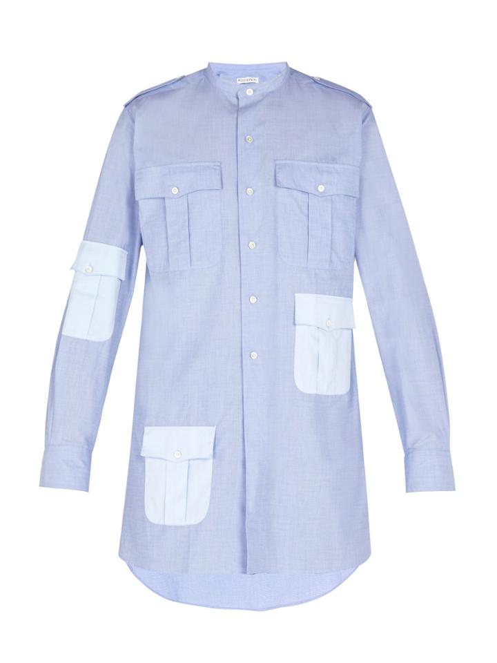 Jw Anderson Long Contrast-pocket Cotton Shirt