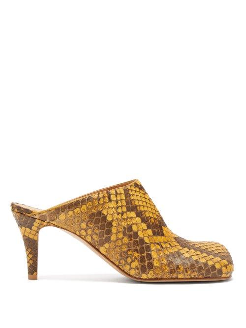 Matchesfashion.com Bottega Veneta - Square Toe Python Mules - Womens - Python
