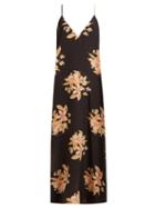 Matchesfashion.com Raey - Vintage Floral Print Silk Slip Dress - Womens - Black Print