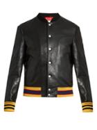 Gucci Tiger Bead-embellished Leather Bomber Jacket