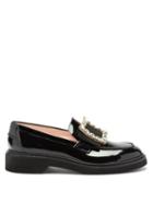 Matchesfashion.com Roger Vivier - Rangers Crystal-buckle Patent-leather Loafers - Womens - Black