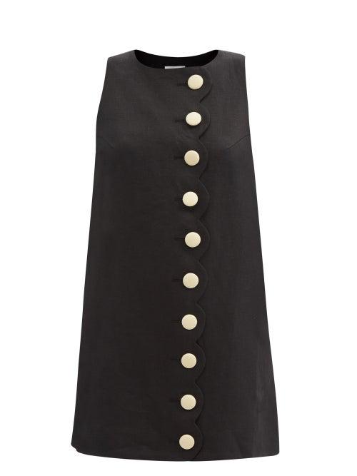 Ladies Beachwear Lisa Marie Fernandez - Scalloped-edge Linen Shift Dress - Womens - Black