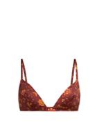 Matchesfashion.com Dodo Bar Or - Rachelle Floral Print Triangle Bikini Top - Womens - Brown Print