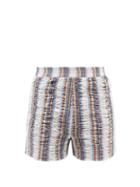 Bianca Saunders - Ruched Striped Cotton-blend Poplin Shorts - Mens - Cream Print