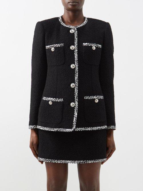 Alessandra Rich - Patch-pocket Wool-blend Boucl Jacket - Womens - Black