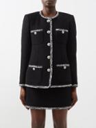 Alessandra Rich - Patch-pocket Wool-blend Boucl Jacket - Womens - Black