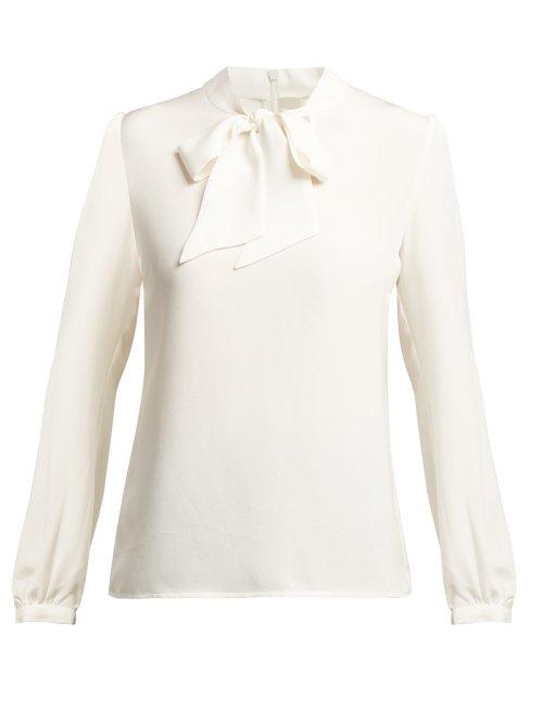 Matchesfashion.com Goat - Heart Pussy Bow Silk Blouse - Womens - Cream