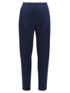 Matchesfashion.com Pleats Please Issey Miyake - Tech Pleated Mid Rise Trousers - Womens - Navy