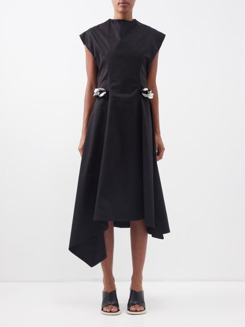 Jw Anderson - Chain-link Cap Sleeve Cotton Dress - Womens - Black