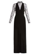 Matchesfashion.com Givenchy - Wool And Floral Lace Evening Gown - Womens - Black
