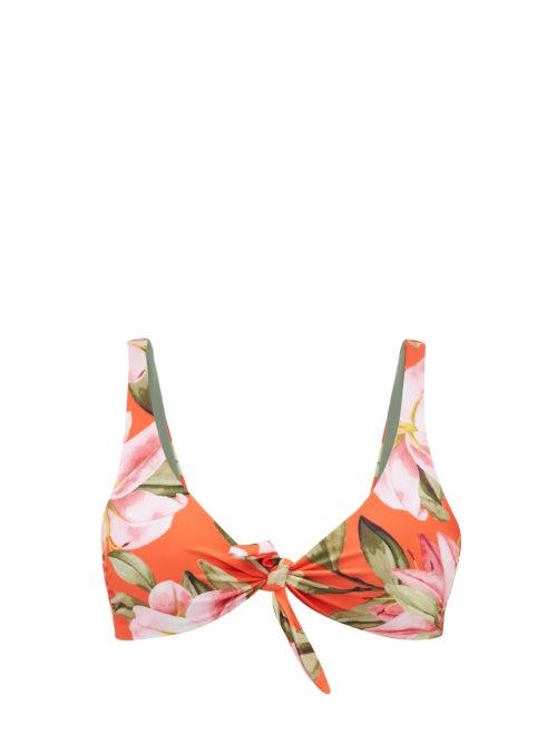 Matchesfashion.com Mara Hoffman - Rio Lily Print Bikini Top - Womens - Red Multi