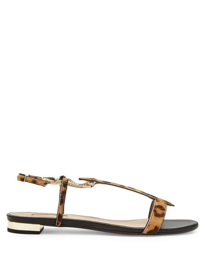 Aquazzura Vogue Leopard-print Calf-hair Sandals