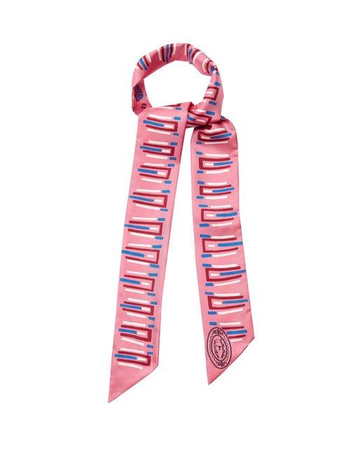 Matchesfashion.com Valentino - X Zandra Rhodes Graphic Print Silk Scarf - Womens - Pink