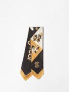 Gucci - Water Lily Print Silk-twill Scarf - Womens - Beige Black