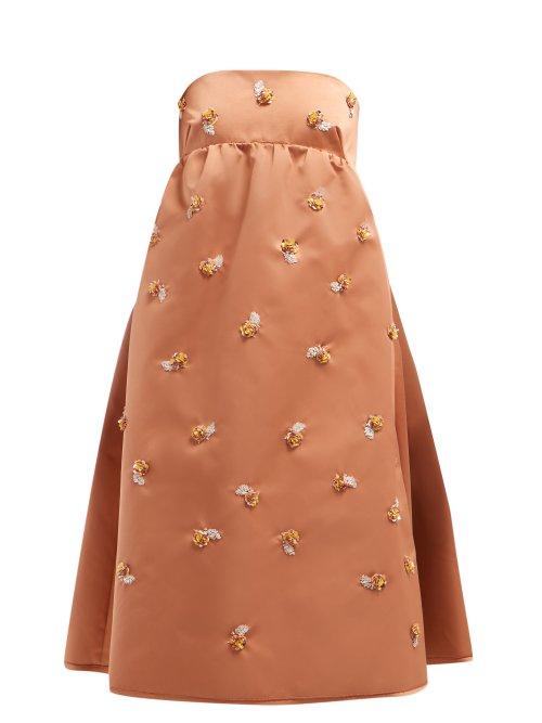 Matchesfashion.com Rochas - Floral Sequinned Satin Dress - Womens - Pink Multi