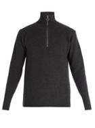 Matchesfashion.com Barena Venezia - Half Zip Ribbed Knit Wool Sweater - Mens - Grey