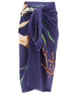 Matchesfashion.com Loewe Paula's Ibiza - Mermaid-print Cotton Sarong - Womens - Blue Multi