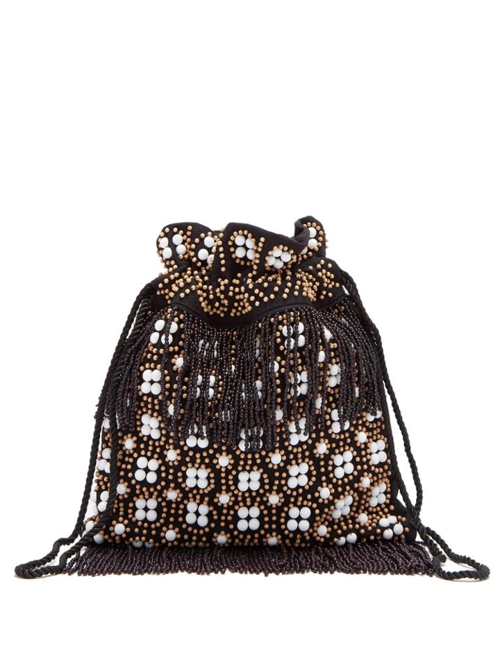 Staud Lance Bead-embroidered Canvas Pouch